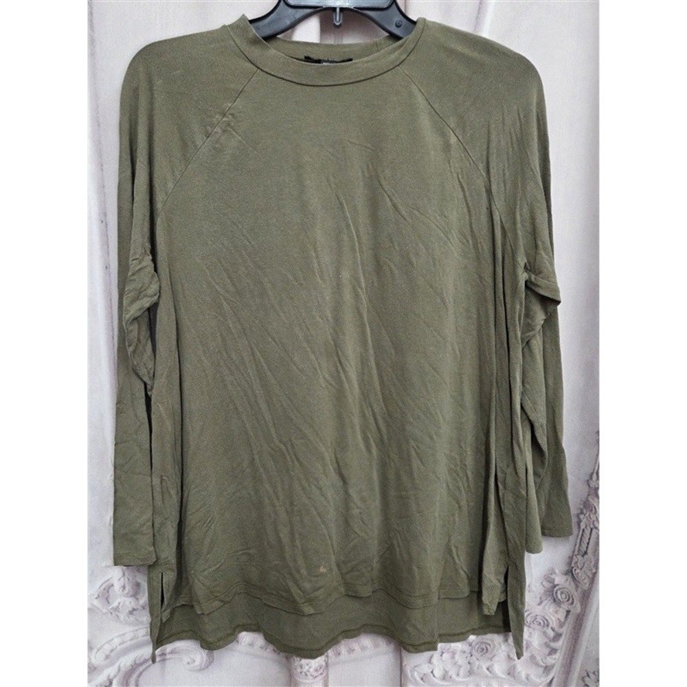 NWOTD Eileen Fisher M Olive Green Marled Long Sleeve T-Shirt 131996